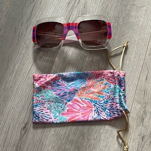 Lilly Pulitzer large frame colorful frame sunglasses with soft case